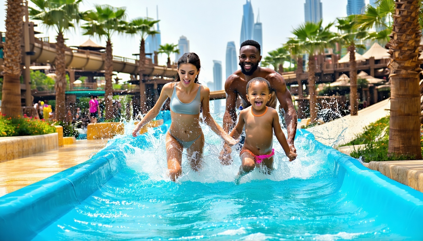 Family enjoying a day at Aquaventure World Dubai
